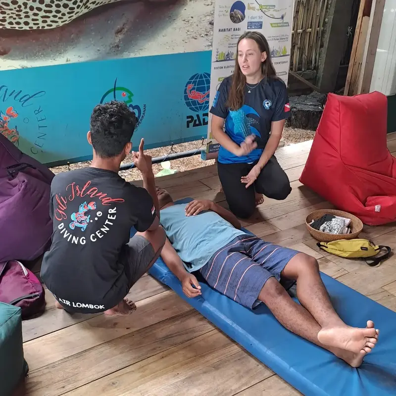 PADI Rescue Diver pictured during her theory course